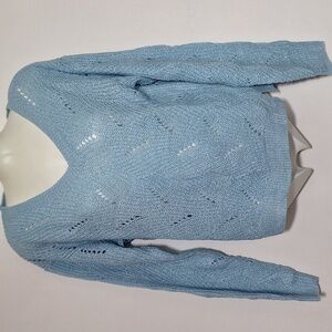 Trendstitch Knit Lightweight Long Sleeve Blue Sweater
